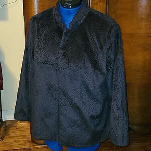 Laura Ashley vintage black velvet satin lined jacket sz 1XL. (#1085)